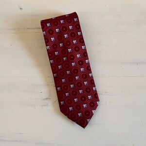 Ermenegildo Zegna red burgundy blue floral polka silk Tie 3.75 X 60